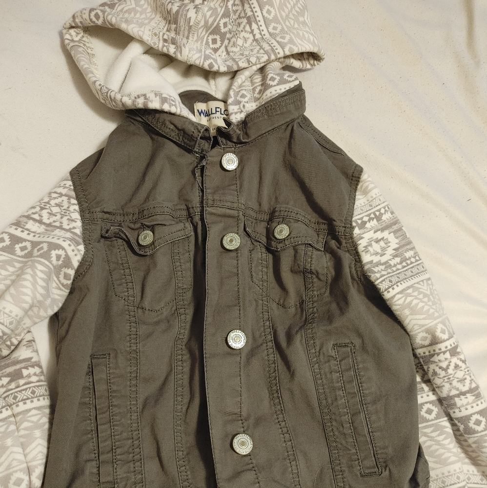 Green/ tribal print jean jacket